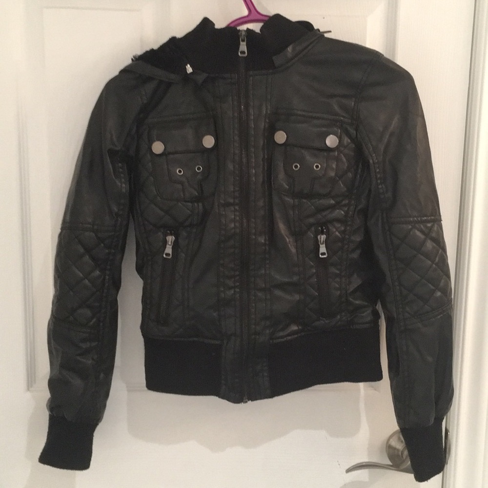 Black faux  leather jacket